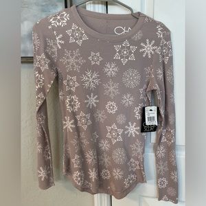 Chaser Women’s Lilac L/S Waffle Print Sparkly Snowflake Thermal-Sz XS-NWT-Quick